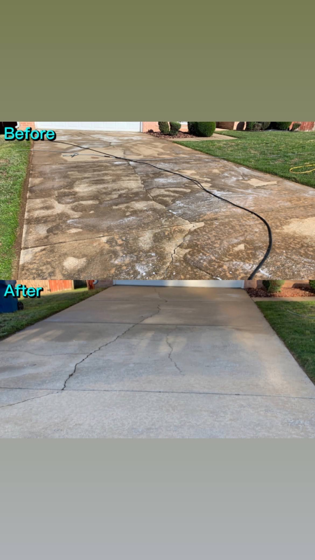 Before and after concrete driveway cleaning in Alexander, Arkansas