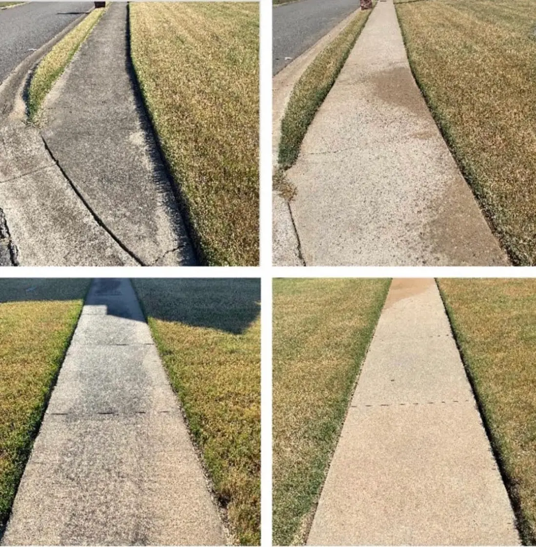 Before and after concrete walkway surface cleaning in Little Rock, Arkansas