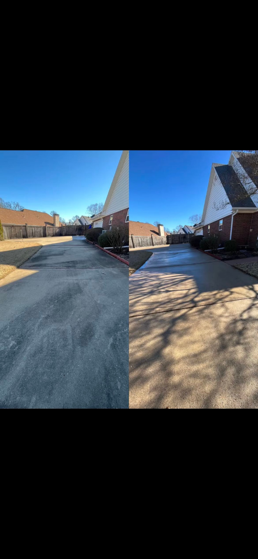 Before and after driveway surface cleaning in Maumelle, Arkansas